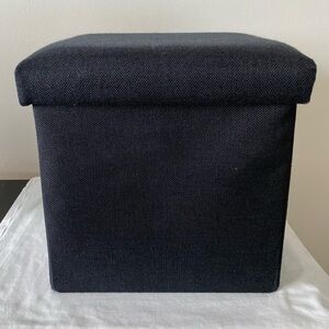 Collapsible 12” square black storage ottoman